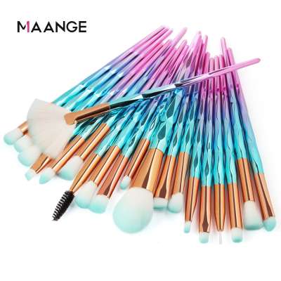 20 pcs diamond gradient handle makeup brushes set eye makeup powder brush kit eyeshadow brushes kit eyebrow lips makeup tools